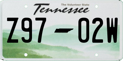 TN license plate Z9702W