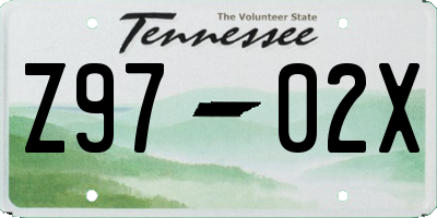 TN license plate Z9702X