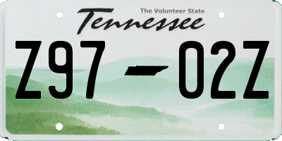 TN license plate Z9702Z