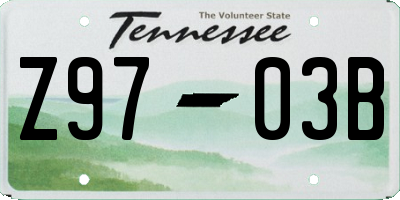 TN license plate Z9703B