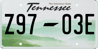 TN license plate Z9703E
