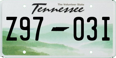TN license plate Z9703I