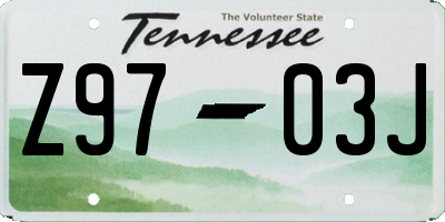 TN license plate Z9703J