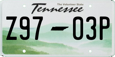 TN license plate Z9703P