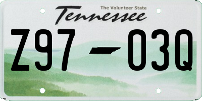 TN license plate Z9703Q