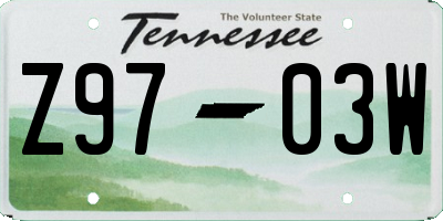 TN license plate Z9703W