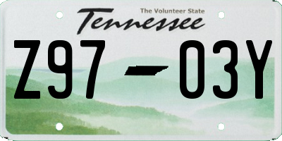 TN license plate Z9703Y