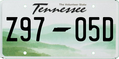 TN license plate Z9705D
