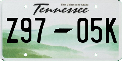 TN license plate Z9705K