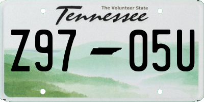 TN license plate Z9705U