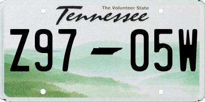 TN license plate Z9705W