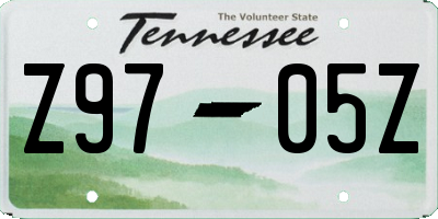 TN license plate Z9705Z