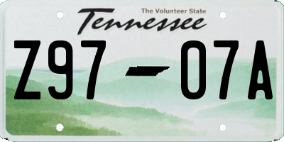 TN license plate Z9707A