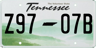 TN license plate Z9707B