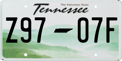 TN license plate Z9707F