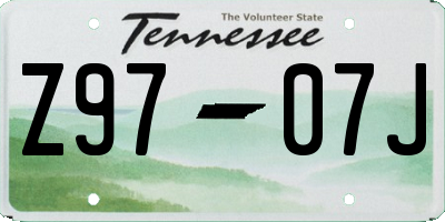 TN license plate Z9707J