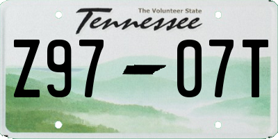 TN license plate Z9707T