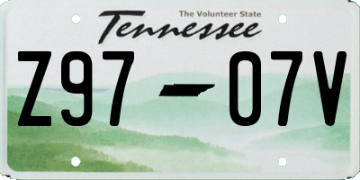 TN license plate Z9707V