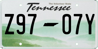 TN license plate Z9707Y