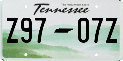 TN license plate Z9707Z