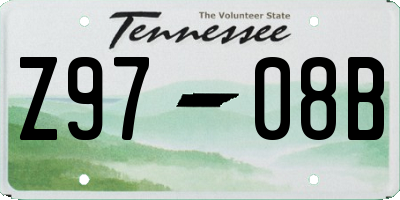 TN license plate Z9708B