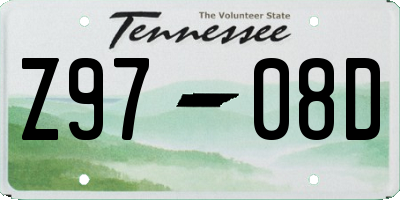 TN license plate Z9708D