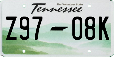 TN license plate Z9708K