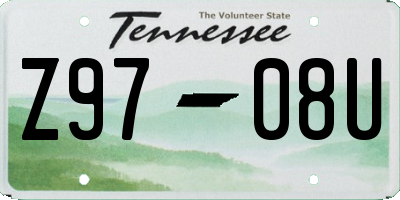 TN license plate Z9708U