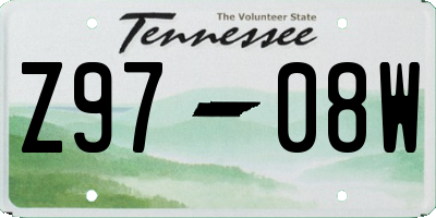 TN license plate Z9708W