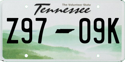 TN license plate Z9709K