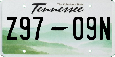 TN license plate Z9709N