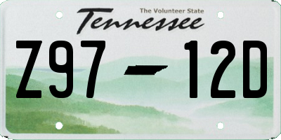 TN license plate Z9712D