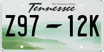 TN license plate Z9712K