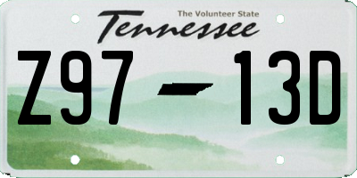 TN license plate Z9713D