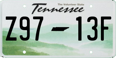 TN license plate Z9713F