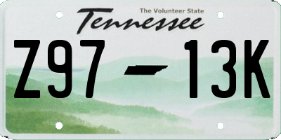 TN license plate Z9713K