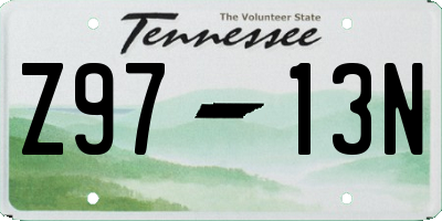 TN license plate Z9713N