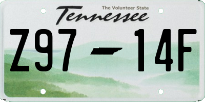 TN license plate Z9714F