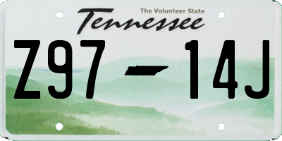 TN license plate Z9714J