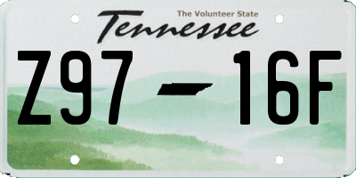 TN license plate Z9716F