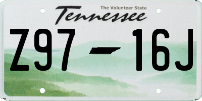 TN license plate Z9716J