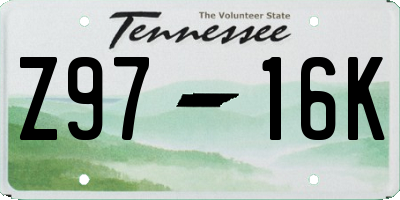 TN license plate Z9716K