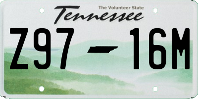 TN license plate Z9716M