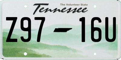 TN license plate Z9716U