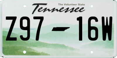 TN license plate Z9716W