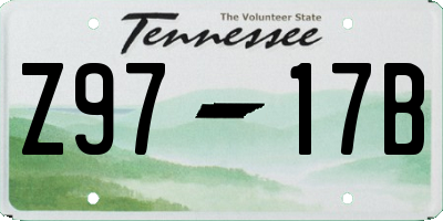 TN license plate Z9717B