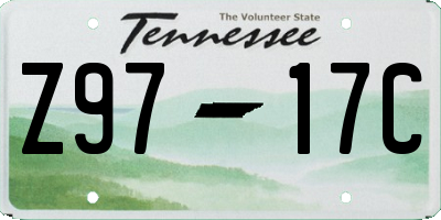 TN license plate Z9717C