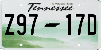 TN license plate Z9717D