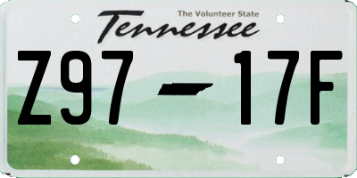 TN license plate Z9717F