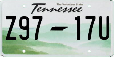 TN license plate Z9717U